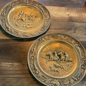 Vintage Decorative Plates Fox Hunt Field Trial
